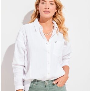 Vineyard Vines, white Button-down Gauze Shirt